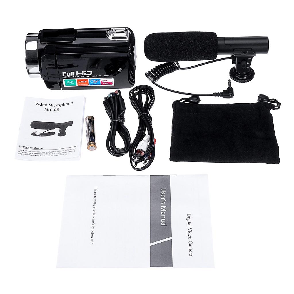 Videocamera 4K Full HD Videocamera 2400 MP Videocamera per visione notturna IR Schermo LCD touch da 3 pollici Fotocamera zoom 18X con microfono