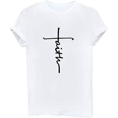 ALAPUSA Faith Shirts for Women Graphic Casual Short Sleeve Funny T-Shirts with Sayings