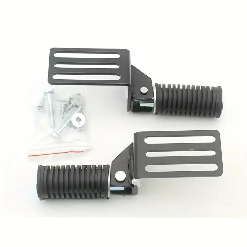 

2-Piece Set of Durable Metal Foldable Motorcycle Footrests with Screws - Perfect for Street Riding