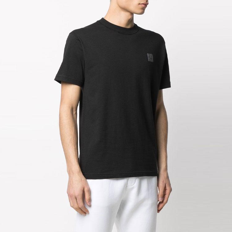 STONE ISLAND Logo Micro Round Neck Short Sleeve T-Shirt Men Tops Black 741523757-V0029