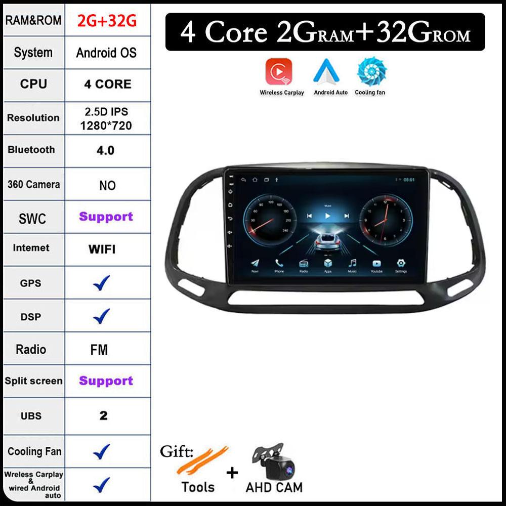 9'' For Fiat Doblo 2015 - 2020 DSP RDS Car Radio Android 14 GPS Navigation Auto Stereo Wifi Bluetooth Multimedia Player