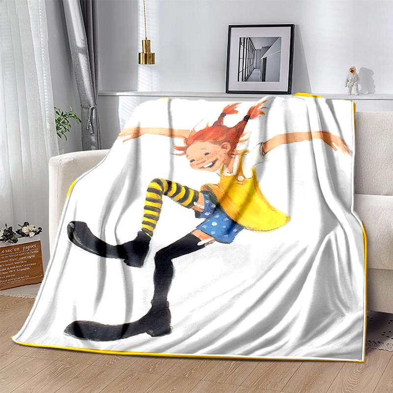 Coperta in Flanella di Pippi Calzelunghe Morbida Calda per Tutte le Stagioni, Design per Campeggio, Viaggio in Auto, Escursionismo Divano, Letto, Ufficio Regalo Perfetto per Feste