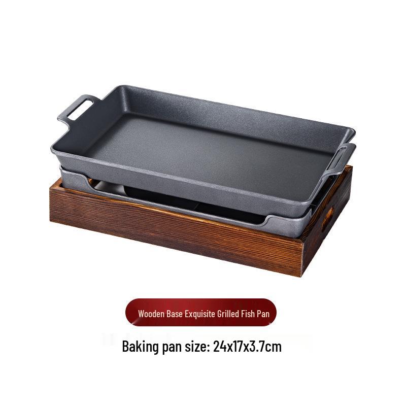 Rectangular Non-Stick Charcoal Alcohol Grilled Fish Pan - Single Serving Bullfrog Stove