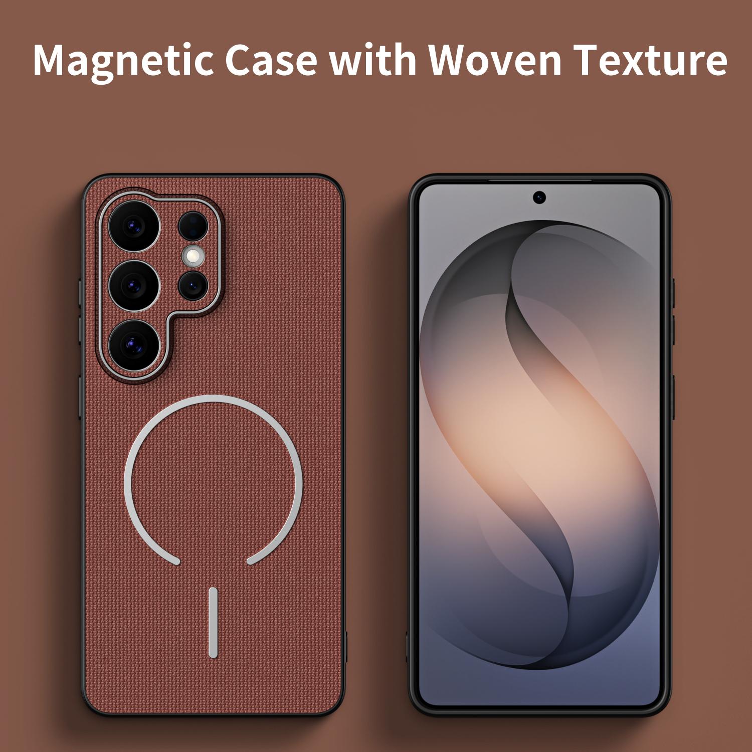 

Плетеная кожаная магнитная чехол-книжка для Samsung Galaxy S26Ultra S25 S24 S23 FE S22 A16 A26 A17 A36 A56 A27 A37 A57 для Magsafe Galaxy A56 бежевый