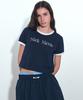 Nigaennikol Nicole Printing Ringer Crop Top_Navy White