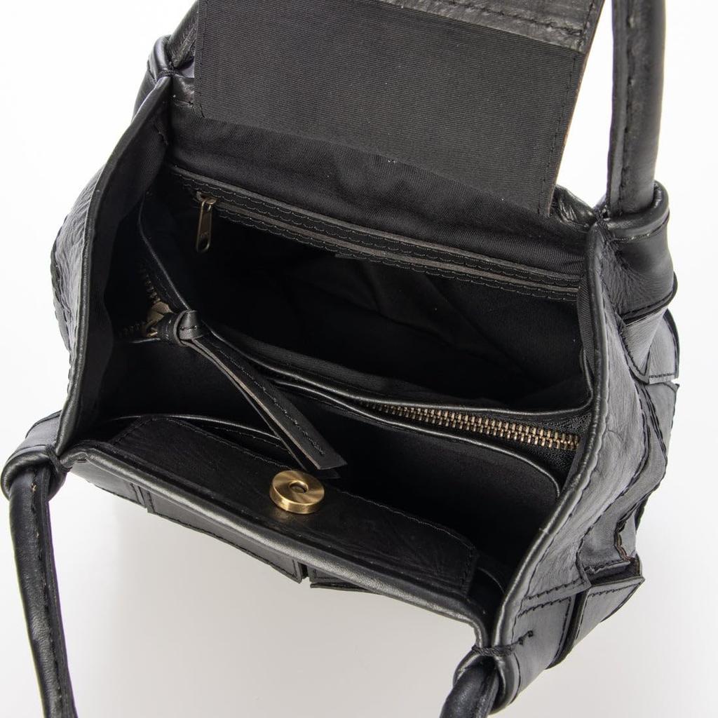 Cowhide Patchwork Flap Tote S BK [Peakspeak] 30-00-00005 Women's