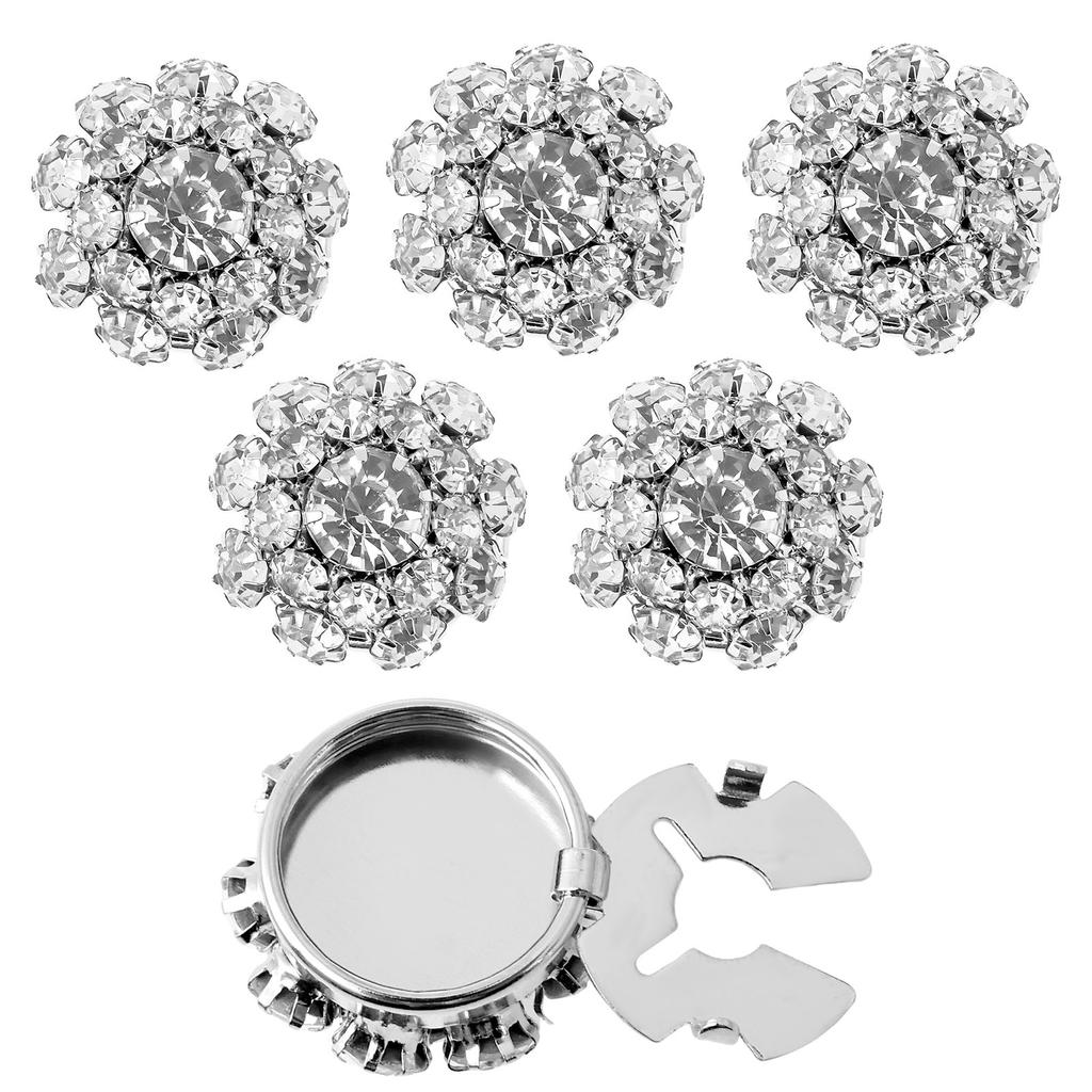 6 st Strassknappskydd Bling Kristallknappklämmor Manschettknappar Bröllopsbankett Dekorativa Knappar Klädtillbehör Gåvor