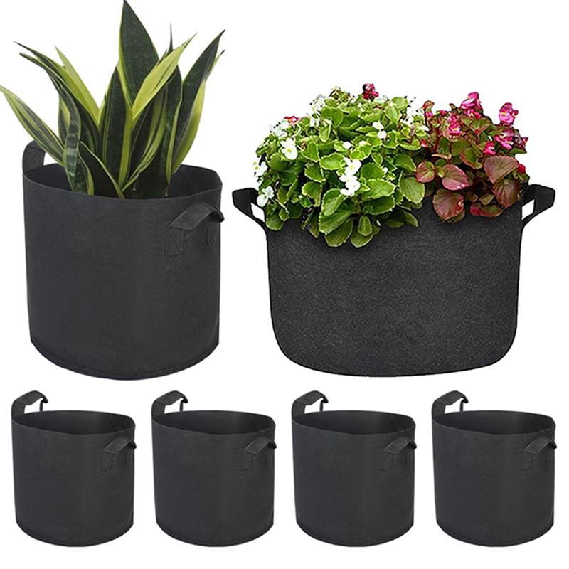 2-50 Gallon Felt Plant Grow Bags Strawberry Vegetable Fruit Thickened Fabric Planting Bag Plant Seedling Bag With Handles