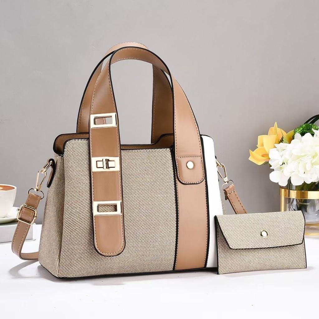 Fashion Color Blocking And Splicing Design Women Casual Handbag With Wallet