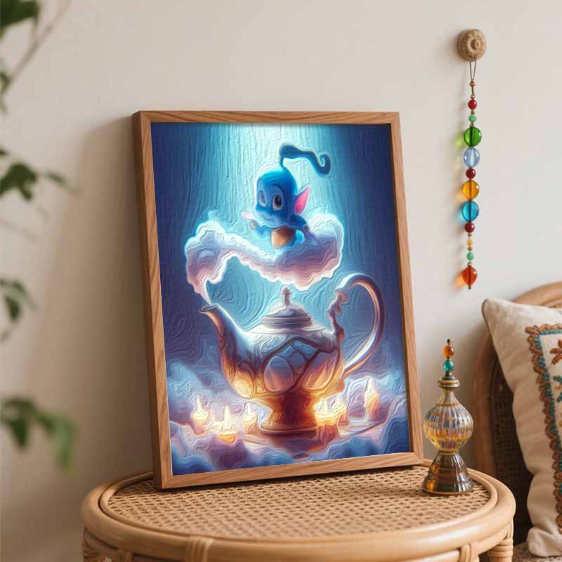 Disney Magic Genie Teapot DIY Oil Painting Kits Hand Painting Home Decor Craft Gift Ideas for Adults Wall Art Painting Canvas Set