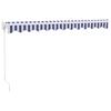 Retractable Awning Blue and White 3x2.5 M Fabric and Aluminum