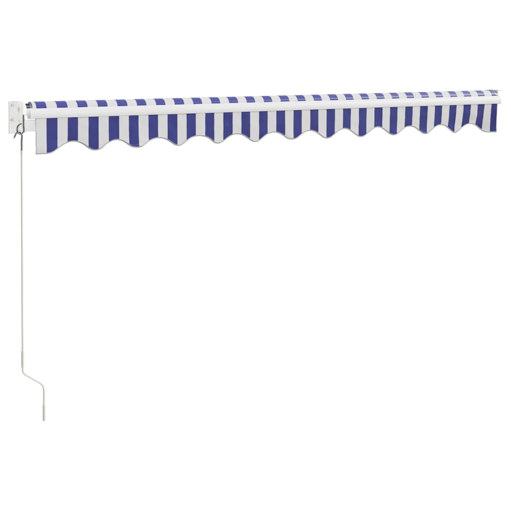 Retractable Awning Blue and White 3x2.5 M Fabric and Aluminum