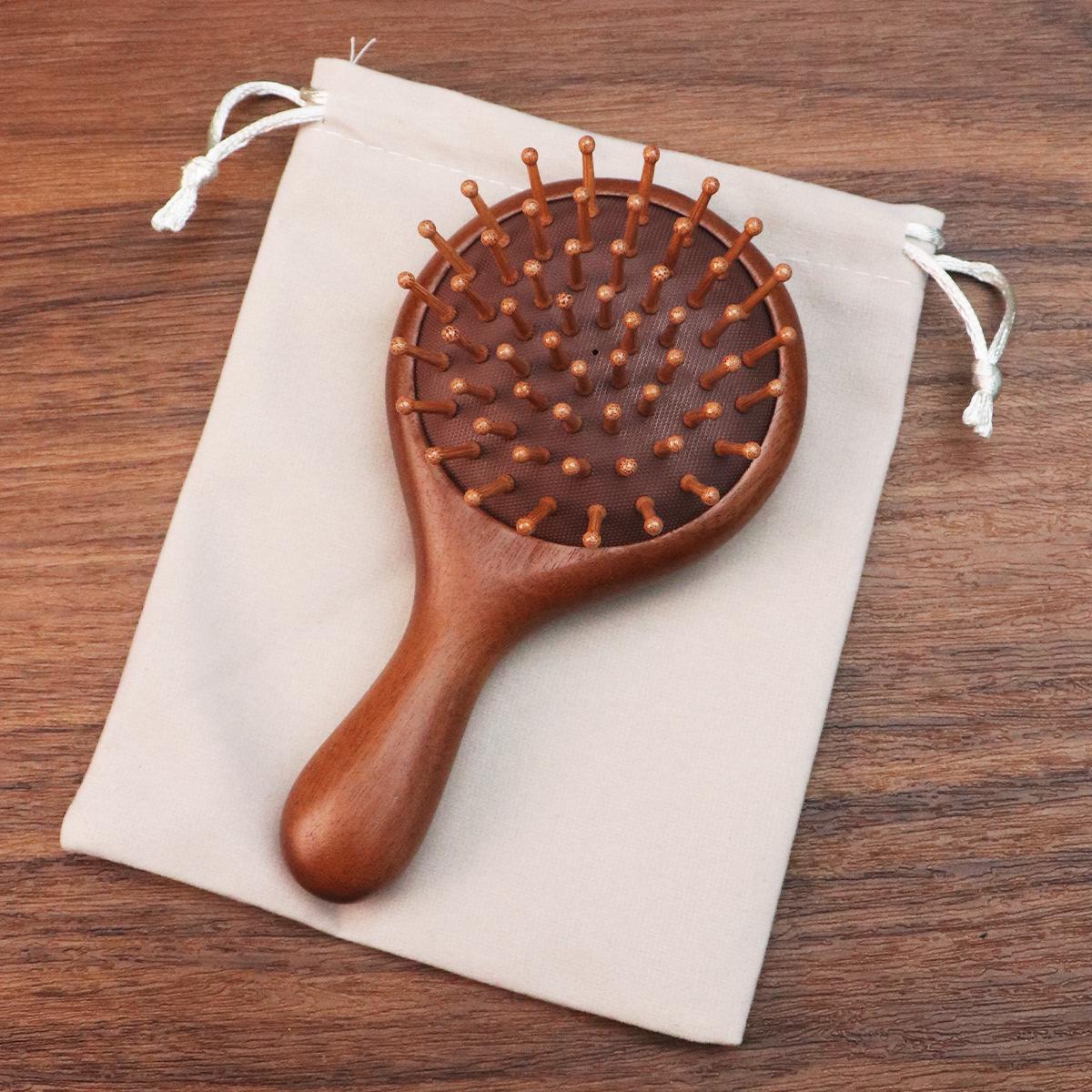 

Мини-детская массажная расческа с воздушной подушкой из сандалового дерева - портативная деревянная расческа для девочек