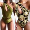 Sexy Single Shoulder Hollow Out One Piece Swimsuit High Waist Women Swimwear Bathing Suit