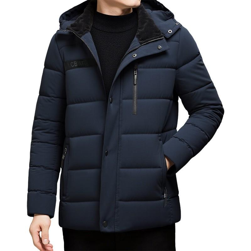 Mens Winter Padded Coat Detachable Hood Thick Warm Casual Fashion Windproof Cotton Jacket