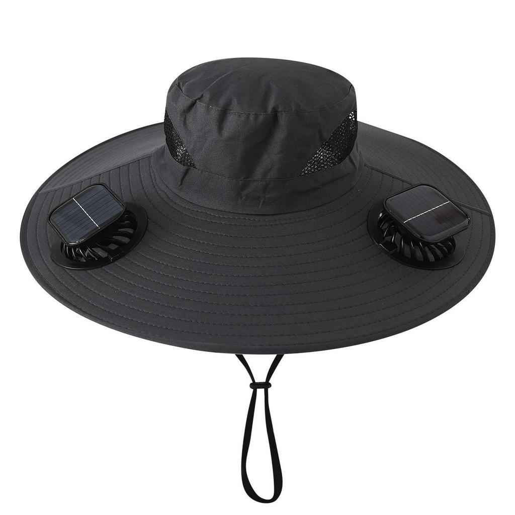 Men's Solar-Powered UV Protection Waterproof Fisherman Hat for Summer Outdoor Activities