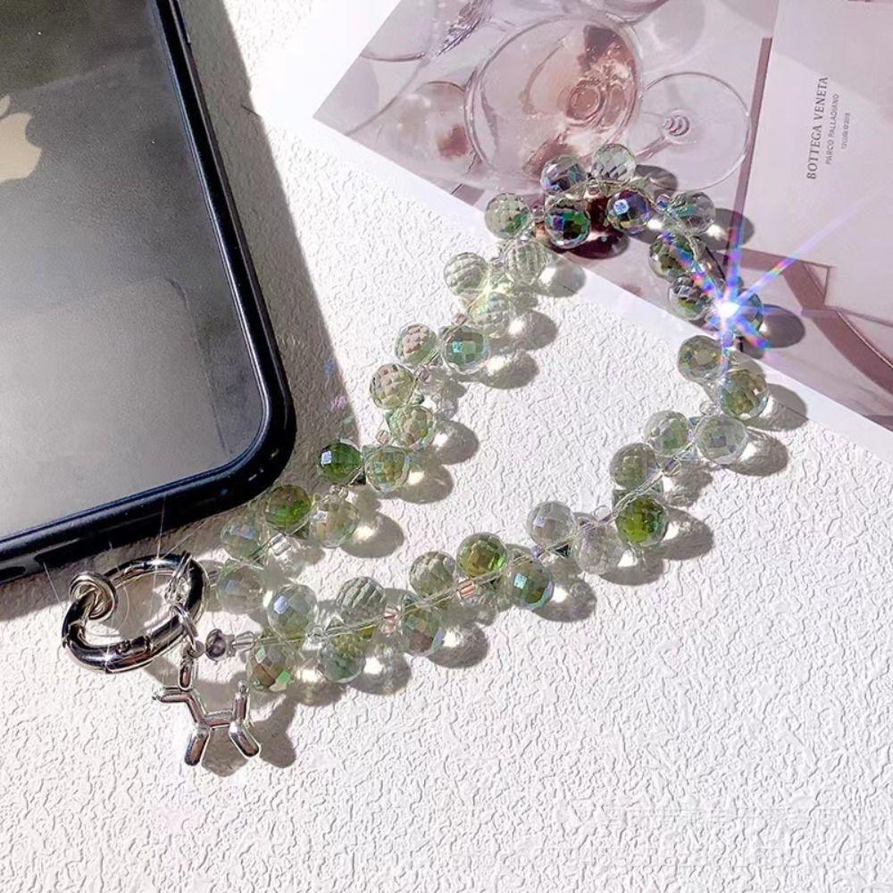 

Браслет на запястье с кристальными бусинами, ремешок для телефона, цветной страз, шнурок для мобильного телефона, аксессуары для чехла телефона зелёный