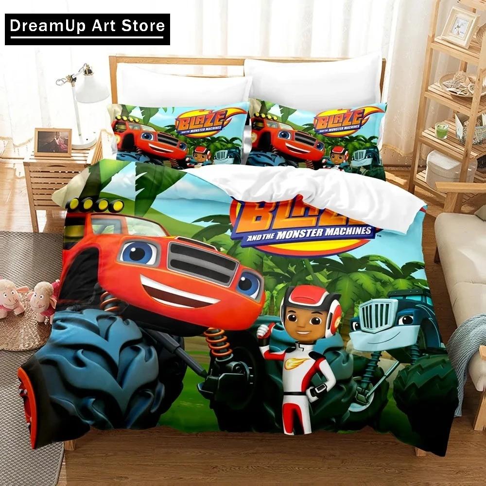 3D Print Blaze N Monster Machines Bedding Set Cartoon Duvet Cover Double Twin Full Queen King Adult Boys Bedclothes Quilt Cover
