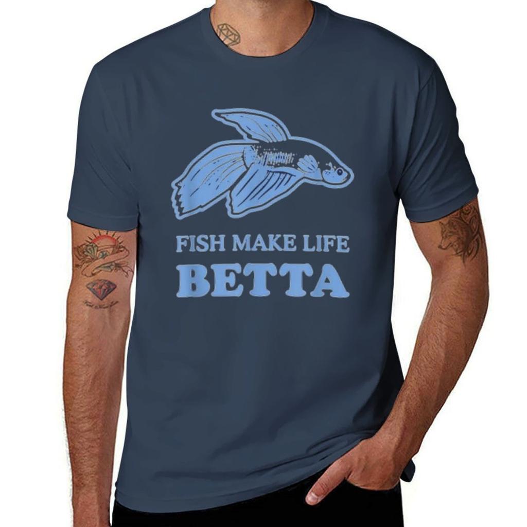 Fish Make Life Betta T-Shirt Basic Tee Shirt for Everyday Outfit