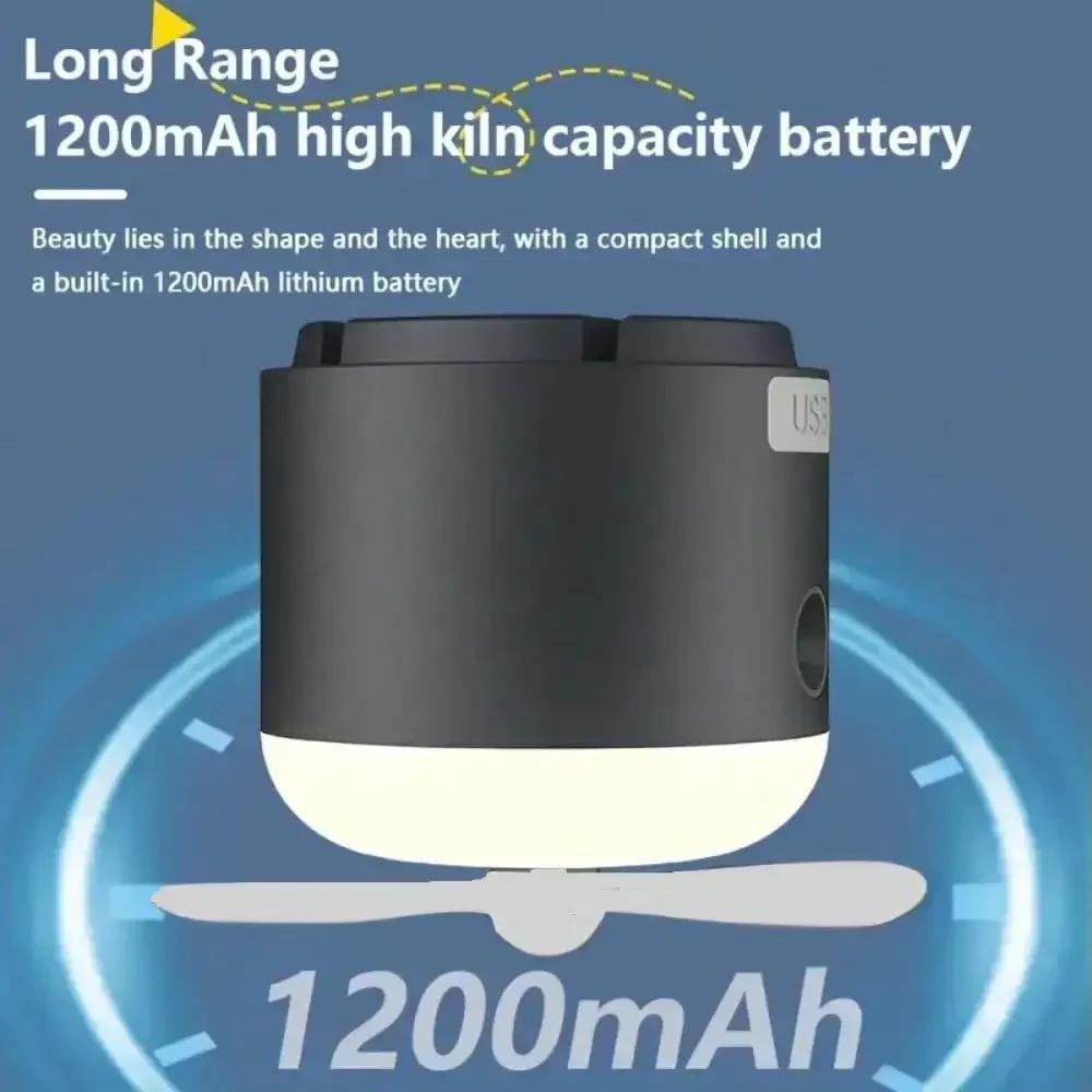 2-in-1 Camping Tent Light with Fan – 4 Lighting Modes, Spray Function, IPX7 Waterproof, Rechargeable LED Lantern for Camping