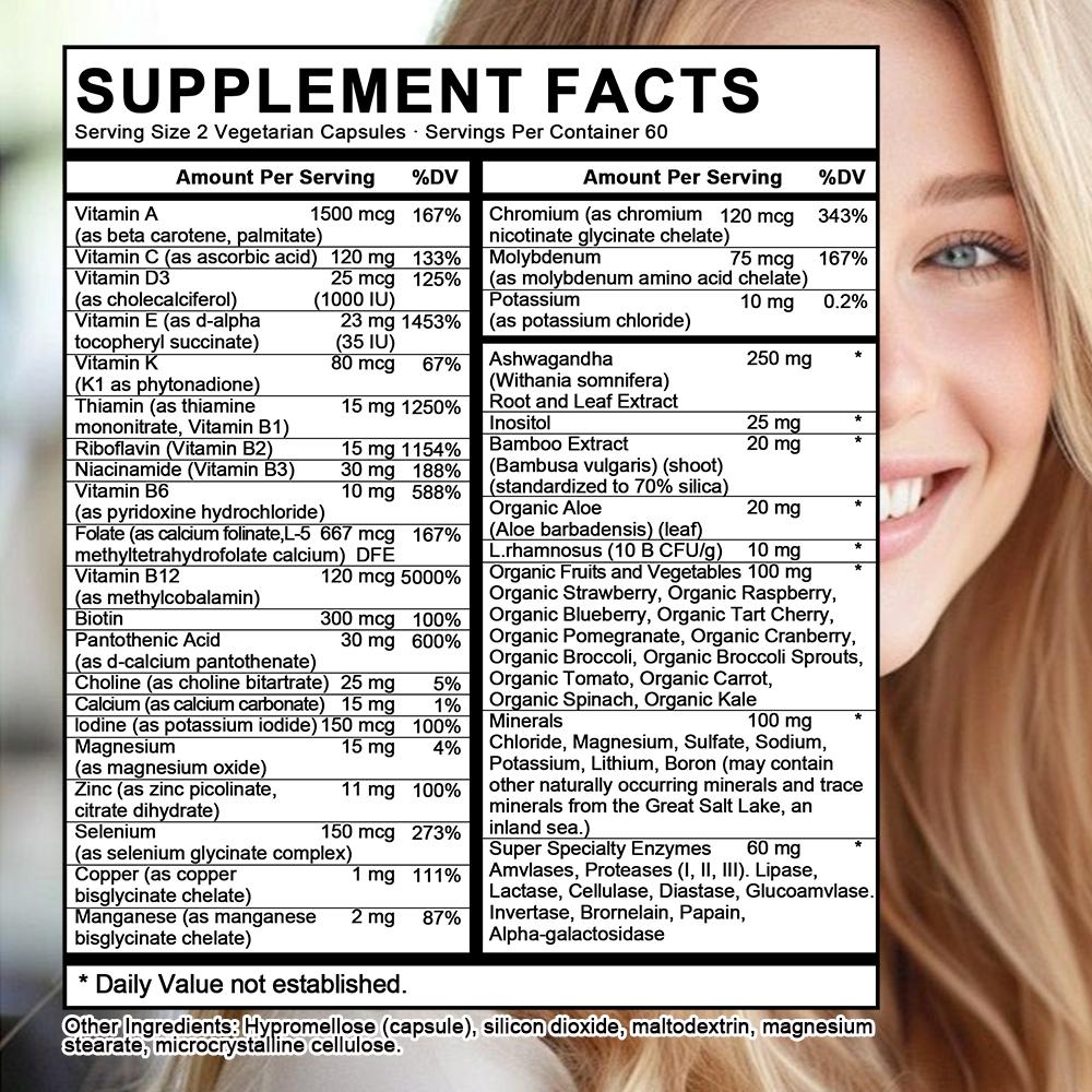 Women's Stress Support Multivitamin Minerals Whole Food 120 Capsules