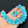 Bohemian Blue Turquoise Statement Necklace and Earrings Set Handmade Silver Plated Jewelry Set for Women Ethnic Tribal Style Jewelry