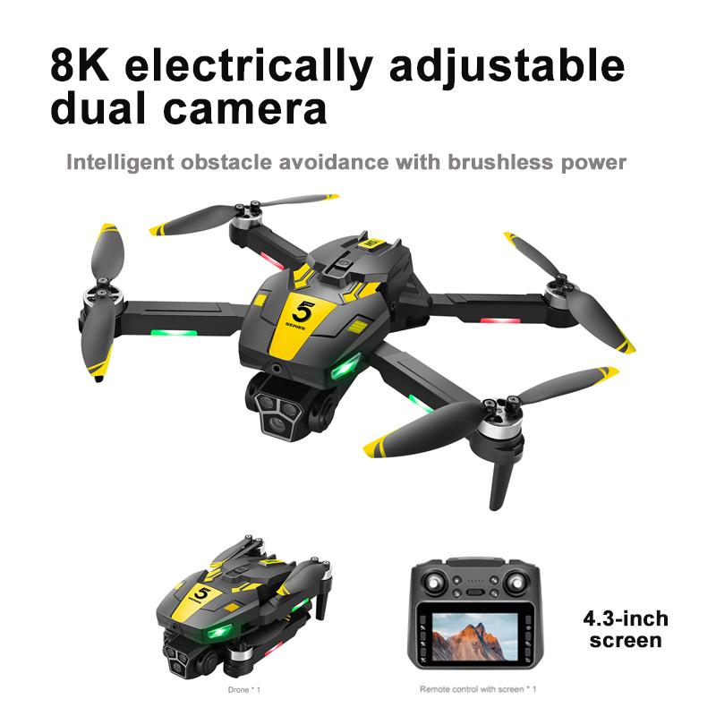 2025 New M5S Drone With Screen Controlled 8K Dual Camera Aerial Photography Obstacle Avoidance Brushless RC Quadcopter Boys Toys