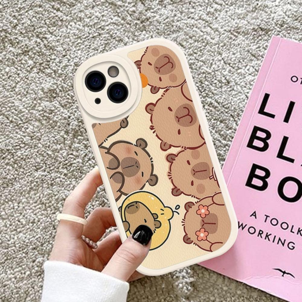 

Capybara Cartoon Phone Case Hard Leather For IPhone 16 15 14 13 12 Mini 11 14 Pro Max Xs X Xr 7 8 Plus Fundas iphone X