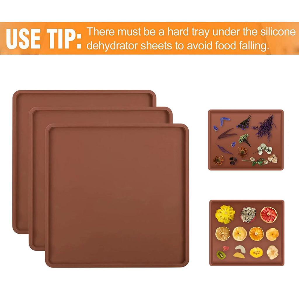 3 PCS Silicone Oven Tray Dehydration Sheet Reusable For Fruits Vegetables Drying