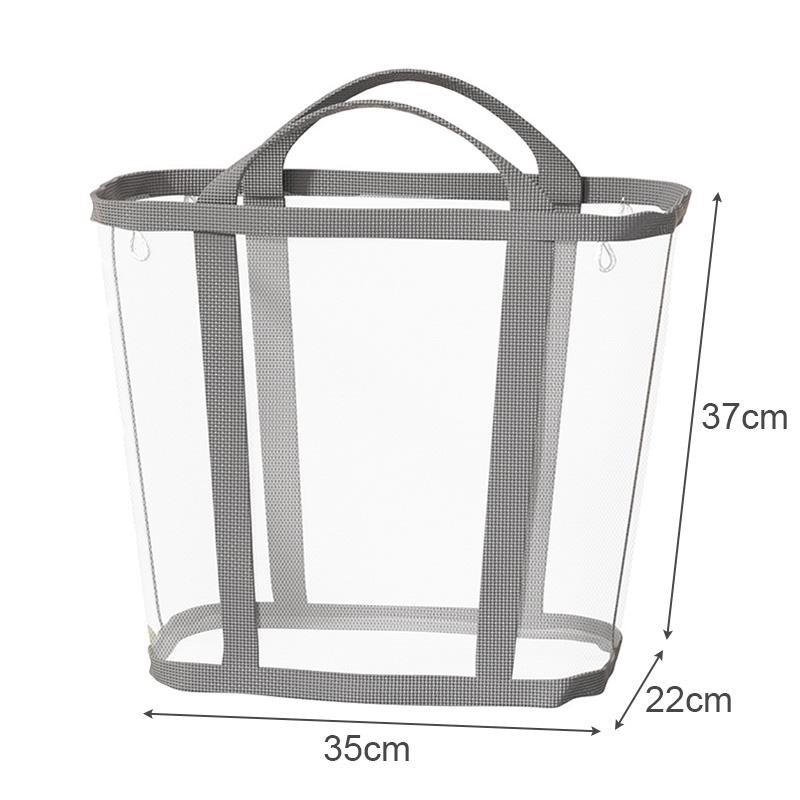 Nylon Mesh Laundry Basket with Handle Breathable Folding Portable Dirty Clothes Organizer Bags Large Capacity Toys Storage Bag
