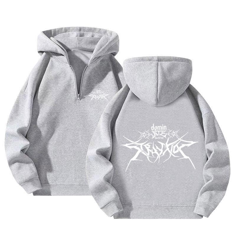 Nová mikina pulovr na zip do čtvrtiny pro muže a ženy, ležérní mikina s kapucí na zip s potiskem Stray Kids Atz