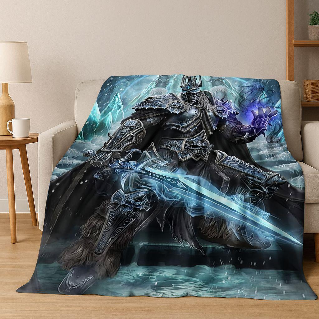 WOW World of Warcraft Arthas Demon Illidan Sylvanas Flannel Blanket,Cozy Soft Throw Blanket for Home Bedroom Bed Sofa Cover Gift