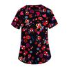 Women's Fashion V-neck Short Sleeve Workwear With Pockets Printed Tops
