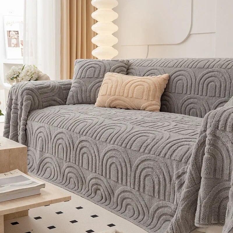 Anti Cat Scratch Plush Sofa Towel Full Package Winter Thickened Sofa Cover Simple Modern Sofa Cover Cloth Blanket