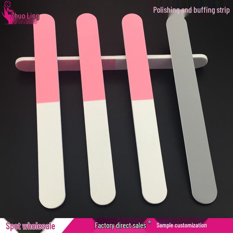 

Pink, White, Gray 3-Sided Nail Polishing Bar with Round Head and Straight Shape