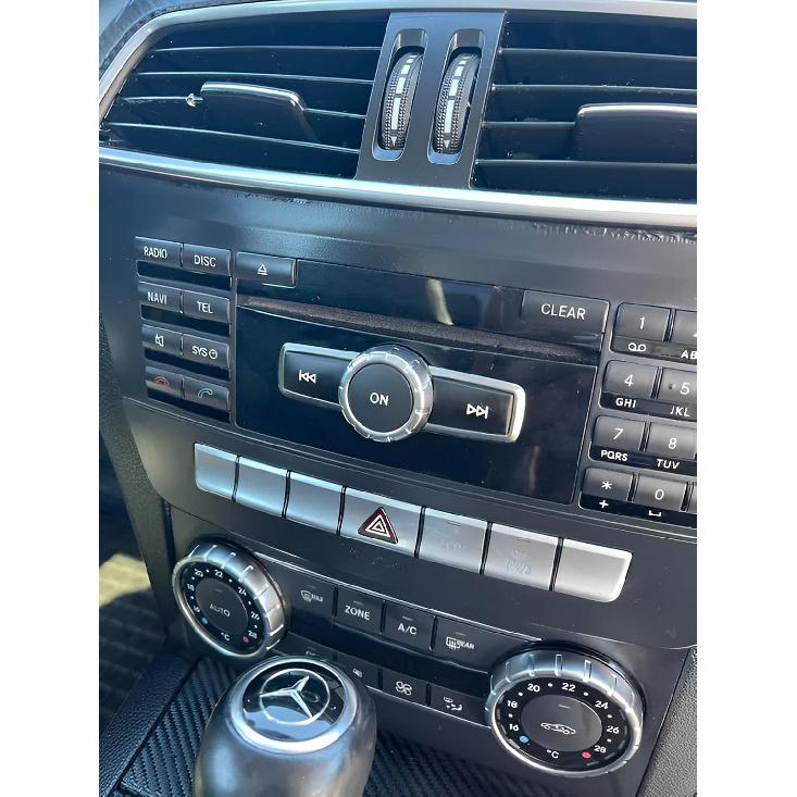 Black Car Radio Volume Forward Backward ON Buttons Cover Stickers Trim Compatible with Mercedes Benz A CLAS W176 B Class W246/C Class W204/ E Class