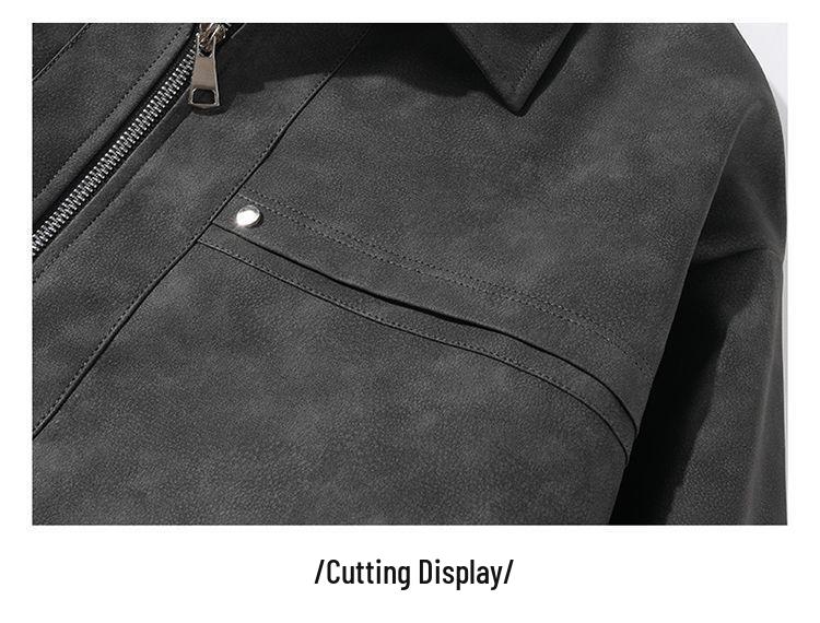 Men's Fleece-Lined Leather Jacket: Warm, Windproof, Versatile Winter Coat with Turn-Down Collar