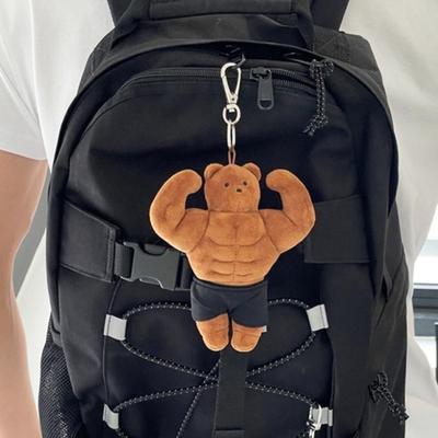 Portachiavi Peluche Muscoloso Orso Addominali Buffo Portachiavi Orsetto Giocattolo Portachiavi Divertenti Ciondoli Orso per Zaino Borsa Accessori
