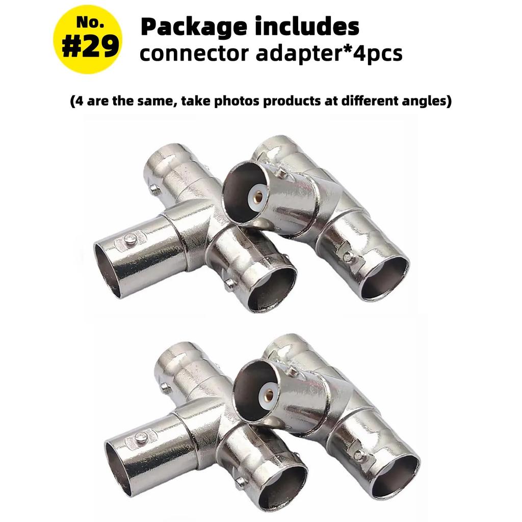 4 Pcs BNC Adapter Connector Coax Solderless RCA Q9 HD Video Plug for CCTV Camera Monitoring Radio Antenna and Video Application
