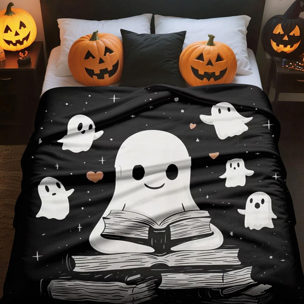 Reading Book Flannel Blanket - Halloween Novelty Warm Throw Blanket - For Couch, Sofa, Bed, Chair - Gift For Kids And Adults