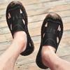 Summer Men's Leather Sandals Handmade Breathable Beach Shoes