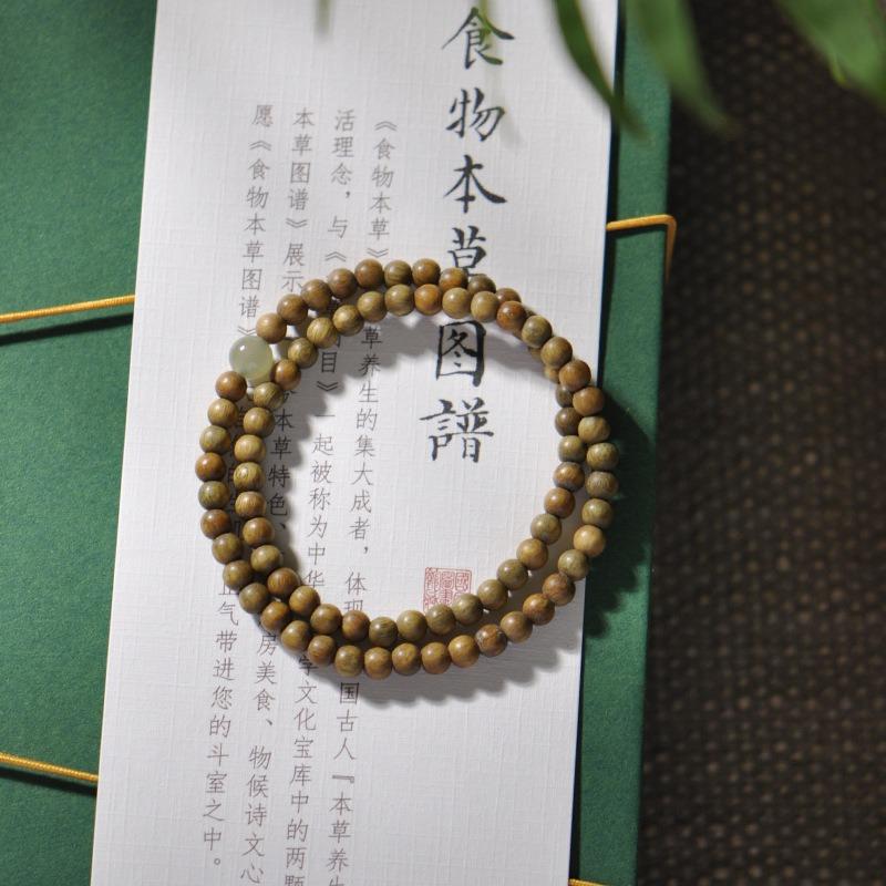 Natural Passion Seed Green Sandalwood Bracelet, Wooden Cultural and Play Ethnic Style Female Buddha Bead Sandalwood Bracelet.