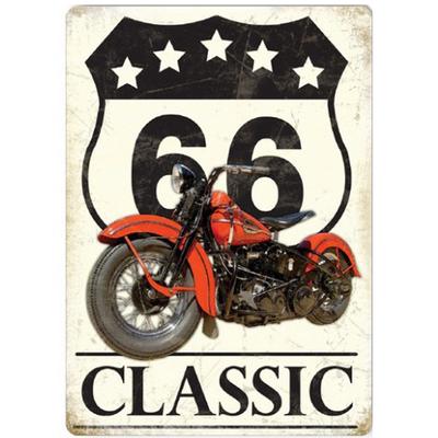 [Q9205] - Retro Metal Magnet 'Route 66' (classic) - 9x6. 5cm
