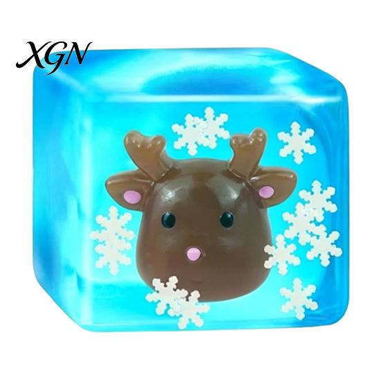 Reindeer Squeeze Toy Glow-in-the-Dark Christmas Stress Cube, Santa Tree Snowflake Party Favors Relief Toy, Sensory for Adults Kids
