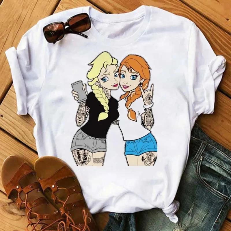 Summer Kawaii Princess Cotton T-Shirt Tops Harajuku Cartoon Graphic Tees Cute T-shirt Blouses Unisex