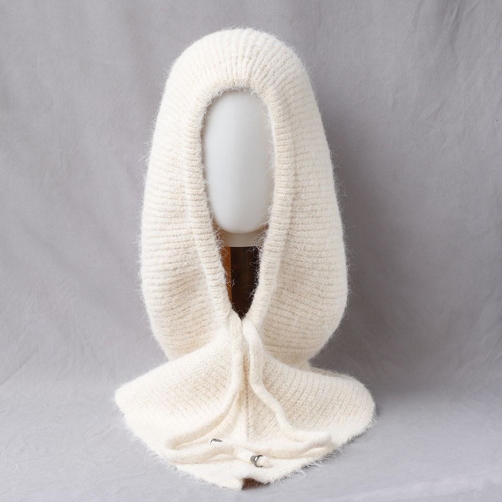 Winter Warm Shawl Balaclava Hats Solid Color Hooded Scarf Fashion Knitted Pullover Hat