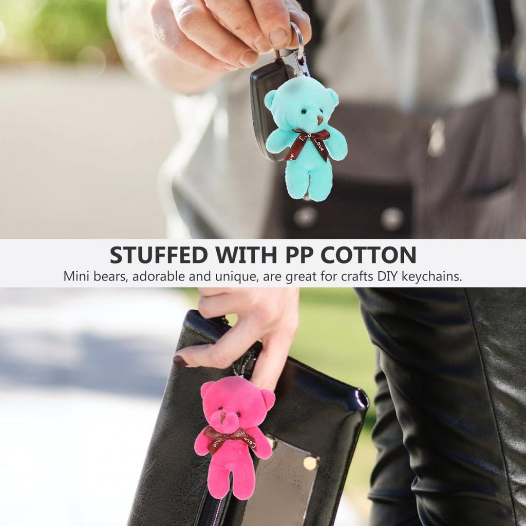 SUPVOX 12-Piece Mixed Set of Cute Fluffy Bear Keychains with Straps for Graduations, Valentine's Day, Birthdays, Weddings, and Parties. Perfect As a