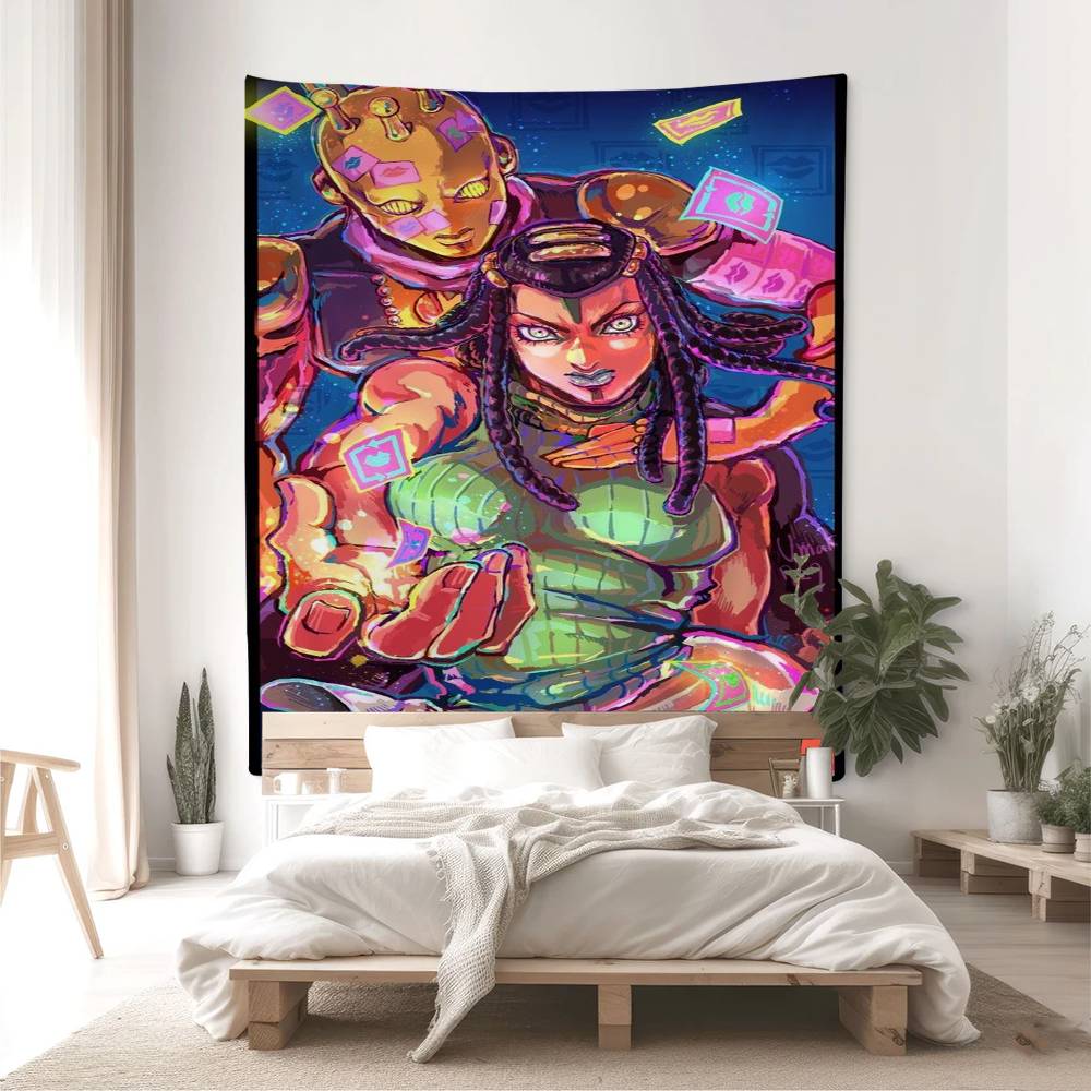 Anime JoJo Bizarre Adventure Retro Tapestry Art Printing Cheap Hippie Wall Hanging Wall Tapestries Mandala Art Home Decor