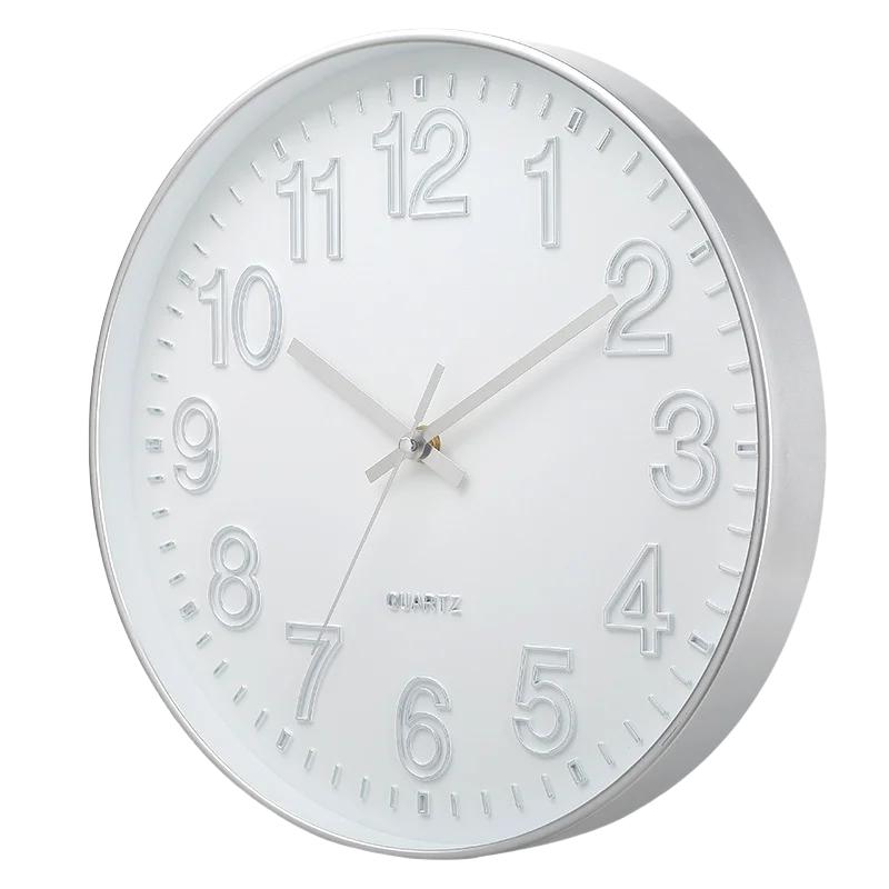 12 Inch Mute Room Wall Clock Mute Does Not Tick Round Three-dimensional Wall Hanging Clock for Study Bedroom Livingroom