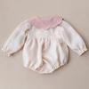 Spring Cotton Linen Infant Girl Romper Long Sleeve Embroidered Baby Bodysuit Newborn Photography Clothing